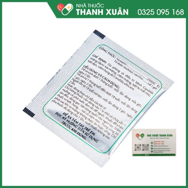 Thuốc bột rơ miệng Nyst trị bệnh Candida miệng (10 gói x 1g thuốc bột)